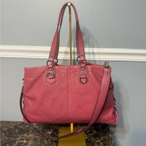 💕 Coach Ashley Pink Leather Satchel | Crossbody + Shoulder - Picture 14 of 15